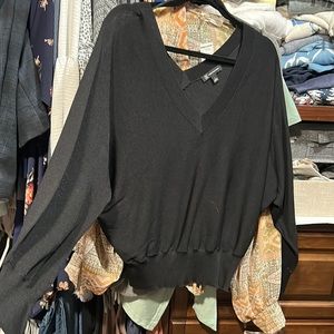 INC. Size large black v-neck/back light pullover with dolman sleeves
